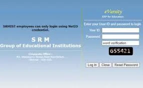 SRM ERP Login Dashboard
