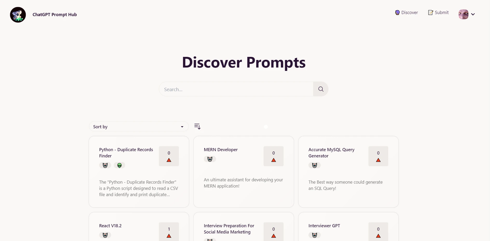 PromptHub dashboard screenshot